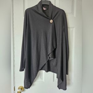 Bobeau Lightweight Black Asymmetric One-Button Cardigan Large Made In Mexico